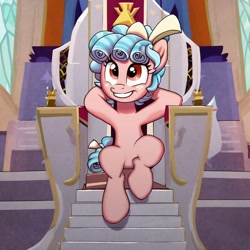 Size: 1024x1024 | Tagged: safe, ai content, derpibooru import, machine learning generated, cozy glow, pony, g4, a better ending for cozy, cozy glow's true goal, empress of friendship, royal advisor, sitting, smile, smiling