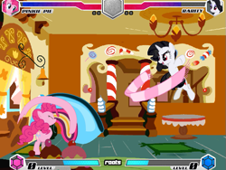 Size: 637x478 | Tagged: safe, pinkie pie, rarity, earth pony, unicorn, fighting is magic, g4, cannon, dracularity, fan game, feminisn, fighting is magic - roots, lol, palette swap, shawl, sugarcube