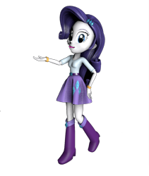 Size: 1080x1280 | Tagged: safe, artist:gaelgaming1, derpibooru import, rarity, human, equestria girls, g4, 3d, arms, belt, boots, bracelet, breasts, bust, clothes, elbowed sleeves, eyelashes, eyeshadow, female, fingers, hairpin, hand, happy, jewelry, legs, long hair, makeup, open mouth, open smile, pose, shoes, simple background, skirt, smiling, solo, source filmmaker, standing, teenager, top, transparent background