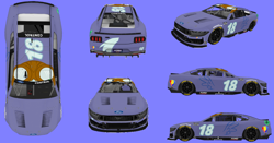 Size: 1640x860 | Tagged: safe, artist:screaming luigi racing, derpibooru import, oc, oc only, oc:cruise control, car, carviewer, elements of justice, ford, ford dark horse, ford mustang, nascar, nr2003, periwinkle background, photo, simple background, solo, turnabout storm