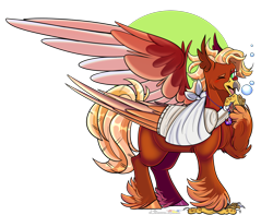 Size: 1782x1403 | Tagged: safe, artist:legendaryshadee, derpibooru import, oc, oc only, oc:pearl diver, classical hippogriff, hippogriff, bandage, bandaged, bandaged wing, beak, blushing, broken wing, cast, cheek fluff, chest fluff, claws, colored claws, colored ear fluff, colored eyebrows, colored fetlocks, colored hooves, colored pupils, colored wings, colored wingtips, commission, ear fluff, ears, emanata, feathered wings, green eyes, green pupils, hippogriff oc, hooves, injured wing, jewelry, leg fluff, looking back, male, male oc, necklace, nonbinary, nonbinary oc, one eye closed, open beak, open mouth, orange hair, orange hooves, orange mane, orange tail, pink wingtips, raised claw, shiny coat, shiny fur, shiny hair, shiny hooves, shiny mane, shiny tail, simple background, solo, spread wings, tail, three quarter view, three toned wings, transparent background, two toned mane, two toned tail, watermark, wings, yawn