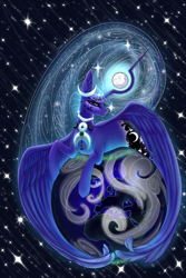 Size: 2000x3000 | Tagged: safe, artist:askavidt, artist:ognifireheart, derpibooru import, princess luna, alicorn, pony, collaboration, g4, earth, moon, planet, pony bigger than a planet, solo, stars