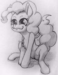 Size: 2712x3504 | Tagged: safe, artist:zetamad, derpibooru import, pinkie pie, earth pony, pony, g4, atg 2021, chest fluff, female, mare, newbie artist training grounds, sitting, solo, traditional art