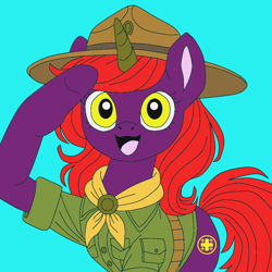 Size: 1024x1024 | Tagged: safe, derpibooru import, oc, horse, pony, g4, campaign hat, campaign hats, equine, happy, hat, my little pony: friendship is magic, neckerchief, ponysona, ranger, rangers, salute, scout, scouts