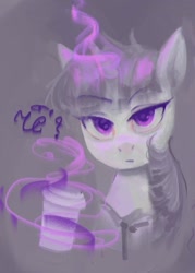 Size: 366x510 | Tagged: safe, artist:neitaglya, derpibooru import, twilight sparkle, g4, book, coffee, female, magic, mare, simple background, solo, telekinesis, unamused