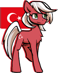 Size: 842x1064 | Tagged: safe, artist:brella, derpibooru import, oc, earth pony, pony, nation ponies, national flag, ponified, simple background, solo, species swap, transparent background, turkey (country)