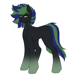 Size: 1000x1000 | Tagged: safe, artist:kazmuun, derpibooru import, oc, oc only, oc:pride hope, earth pony, pony, adult blank flank, black coat, blank flank, blush lines, blushing, colored, colored lineart, commission, determined, determined look, earth pony oc, eyelashes, female, female oc, flat colors, frown, gradient legs, green eyes, mare, mare oc, narrowed eyes, signature, simple background, solo, standing, tail, tall, three quarter view, transparent background, two toned mane, two toned tail, white pupils