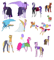 Size: 1947x2160 | Tagged: safe, artist:starshine74, derpibooru import, apple bloom, applejack, big macintosh, fluttershy, granny smith, pinkie pie, rainbow dash, rarity, scootaloo, starlight glimmer, sweetie belle, twilight sparkle, twilight sparkle (alicorn), unicorn twilight, alicorn, earth pony, pony, unicorn, g4, clothes, cutie mark crusaders, horn, mane six, simple background, white background