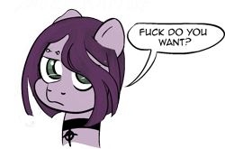 Size: 1005x664 | Tagged: safe, artist:n', derpibooru import, oc, oc only, oc:sweet rapture, earth pony, pony, dialogue, simple background, solo, swearing, transparent background, vulgar