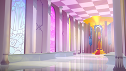 Size: 1192x670 | Tagged: safe, artist:devolutionex, derpibooru import, 3d, background, banner, canterlot, canterlot castle, column, day, indoors, no pony, show accurate, stained glass, throne, throne room, wip