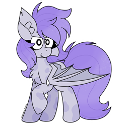 Size: 3000x3000 | Tagged: safe, artist:nordicgoat, derpibooru import, oc, oc only, bat pony, cheek fluff, chest fluff, female, looking at you, raised hoof, raised leg, simple background, solo, spots, transparent background