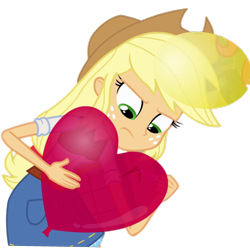 Size: 1999x2000 | Tagged: safe, derpibooru import, edit, edited screencap, editor:cutler1228, screencap, applejack, human, equestria girls, g4, background removed, balloon, female, heart, heart balloon, not a vector, simple background, solo, transparent background