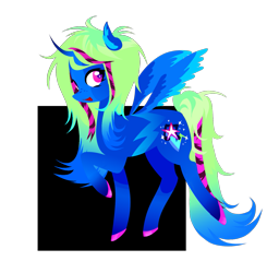 Size: 1325x1350 | Tagged: safe, artist:kthunae, derpibooru import, oc, oc:electric harmony, alicorn, coontails, drawing, scene hair