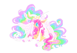 Size: 2047x1413 | Tagged: safe, artist:peaceandlove26, derpibooru import, fluttershy, princess celestia, alicorn, pegasus, pony, g4, antenna, antennae, colored hooves, duo, ear fluff, ears, female, freckles, freckleshy, hooves, horn, hug, lesbian, long horn, looking at each other, looking at someone, mare, ship:flutterlestia, shipping, simple background, sitting, transparent background, winghug, wings