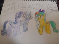 Size: 4032x3024 | Tagged: safe, artist:batman714, derpibooru import, citrine spark, peppermint goldylinks, starlight glimmer, trixie, g4, friendship student, my little pony: friendship is magic