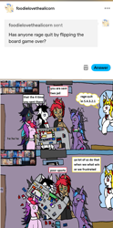 Size: 1173x2365 | Tagged: safe, artist:ask-luciavampire, derpibooru import, oc, oc:bored game, changeling, earth pony, pegasus, pony, undead, unicorn, vampire, vampony, ask, horn, tumblr