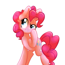 Size: 2048x2048 | Tagged: safe, artist:cupute, derpibooru import, pinkie pie, pony, g4, blue eyes, confused, confusion, curly hair, curly mane, curly tail, cute, diapinkes, ear fluff, ears, ears up, full body, hoof on cheek, long mane, long tail, looking to side, looking to the right, looking up, pink mane, pink tail, png, raised hoof, raised leg, round eyes, round head, shading, shiny body, shiny mane, shiny tail, simple background, swirls, tail, transparent background, trotting