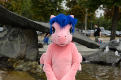 Size: 4928x3264 | Tagged: safe, artist:atalonthedeer, derpibooru import, firefly, g1, 2015, fursuit, galacon, irl, outdoors, photo, ponysuit, solo