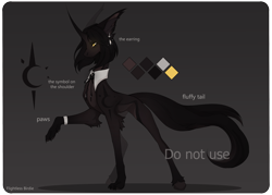 Size: 3500x2500 | Tagged: safe, artist:flightless birdie, derpibooru import, oc, oc only, pony, unicorn, adoptable, coat markings, collar, concave belly, curved horn, ear fluff, ear piercing, earring, ears, female, gradient background, horn, jewelry, mare, paws, piercing, reference sheet, slender, solo, thin, unshorn fetlocks