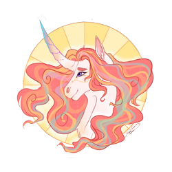 Size: 5000x5000 | Tagged: safe, artist:pjj0, derpibooru import, princess celestia, alicorn, pony, g4, alternate hair color, bust, curved horn, female, horn, mare, pink-mane celestia, portrait, simple background, solo, transparent background