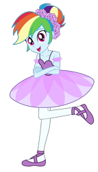 Size: 5814x10158 | Tagged: safe, artist:emeraldblast63, derpibooru import, rainbow dash, human, equestria girls, g4, ballerina, commission, cute, dashabetes, female, open mouth, open smile, rainbowrina, simple background, smiling, solo, transparent background