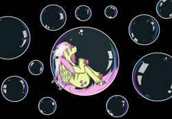 Size: 2360x1640 | Tagged: safe, artist:flyingcheesebone, derpibooru import, fluttershy, pegasus, g4, bubble, cute, female, floating, in bubble, shyabetes, solo, space