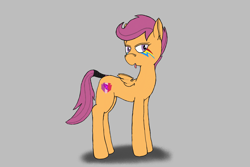 Size: 2400x1600 | Tagged: safe, artist:feraline(r), derpibooru import, scootaloo, pegasus, pony, g4, gray background, older, older scootaloo, simple background, solo, tail, tail wrap, tongue, tongue out