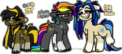 Size: 889x395 | Tagged: safe, artist:sexygoatgod, derpibooru import, oc, oc only, oc:quick zap, oc:rain-or-shine, oc:storm chaser, earth pony, pony, female, mare, siblings, simple background, sisters, transparent background, trio