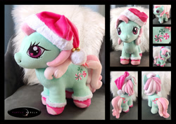 Size: 5280x3748 | Tagged: safe, artist:purplenebulastudios, derpibooru import, minty, pony, g3, christmas, female, filly, foal, hat, holiday, indoors, irl, photo, plushie, santa hat, solo