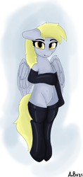 Size: 1447x3075 | Tagged: safe, artist:aubs, derpibooru import, derpy hooves, pegasus, pony, g4, clothes, latex, latex socks, newbie artist training grounds, socks