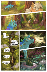 Size: 2008x3100 | Tagged: safe, artist:seventozen, derpibooru import, applejack, rainbow dash, earth pony, pegasus, pony, comic:the problem of parthus, g4, comic, duo, outdoors