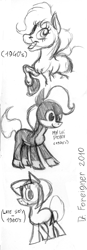 Size: 501x1442 | Tagged: safe, artist:drforeigner, derpibooru import, pony, 2011, artifact, monochrome, style emulation