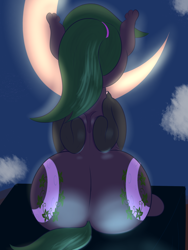 Size: 1800x2400 | Tagged: safe, artist:cosmonaut, derpibooru import, oc, oc only, oc:ivy, bat pony, pony, both cutie marks, butt, female, plot, solo, wide hips