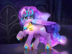 Size: 2000x1500 | Tagged: safe, artist:taiweiart, derpibooru import, princess flurry heart, alicorn, pony, g4, coat markings, facial markings, female, fetlock tuft, heart, heart eyes, hoof shoes, horn, horn jewelry, horn ring, jewelry, lantern, mare, mouth hold, older, older flurry heart, peytral, princess shoes, ring, solo, wingding eyes