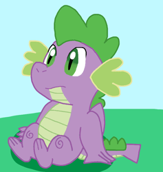 Size: 706x744 | Tagged: safe, artist:cmara, derpibooru import, spike, dragon, g4, male, sitting, solo, winged spike, wings