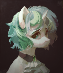 Size: 2000x2300 | Tagged: safe, artist:rvsd, derpibooru import, oc, oc only, pony, unicorn, bust, cravat, high res, horn, jewelry, male, portrait, sad, solo, stallion, unicorn oc