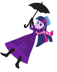 Size: 2500x3163 | Tagged: safe, artist:cartoonmasterv3, artist:nie-martw-sie-o-mnie, derpibooru import, twilight sparkle, twilight sparkle (alicorn), alicorn, human, equestria girls, g4, clothes, dress, flying, long dress, long skirt, mary poppins, skirt, solo, umbrella