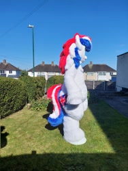 Size: 1536x2048 | Tagged: safe, artist:sgsuits, derpibooru import, oc, oc:britannia (uk ponycon), human, fursuit, grass, irl, irl human, outdoors, photo, ponysuit, side view, solo, uk ponycon