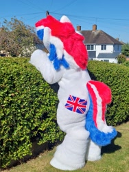 Size: 1536x2048 | Tagged: safe, artist:sgsuits, derpibooru import, oc, oc:britannia (uk ponycon), human, fursuit, grass, irl, irl human, outdoors, photo, ponysuit, side view, solo, uk ponycon