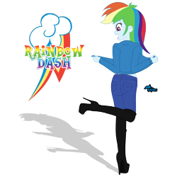 Size: 2560x2560 | Tagged: safe, artist:gibsterboy5, derpibooru import, rainbow dash, human, equestria girls, g4, boots, clothes, denim, denim jacket, female, high heel boots, high heels, high res, jacket, jeans, leather, leather boots, looking down, one leg raised, pants, platform boots, platform heels, platform shoes, shadow, shoes, signature, simple background, smiling, solo, standing, standing on one leg, text, thigh boots, transparent background