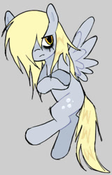 Size: 648x1012 | Tagged: safe, artist:poniesinmyhead, derpibooru import, derpy hooves, pegasus, pony, g4, blonde, blonde mane, blonde tail, crossed arms, emo, female, full body, gray background, gray coat, mare, simple background, solo, tail