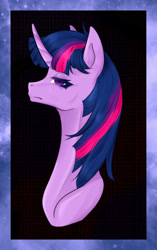 Size: 1259x2000 | Tagged: safe, artist:kurppi, derpibooru import, twilight sparkle, pony, unicorn, g4, bust, horn, portrait, solo