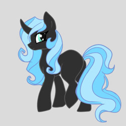 Size: 2000x2000 | Tagged: safe, artist:amanecerlobo, derpibooru import, oc, oc only, umbrum, unicorn, female, gray background, horn, mare, offspring, parent:king sombra, parent:radiant hope, parents:hopebra, simple background, solo