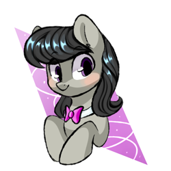 Size: 1000x1000 | Tagged: safe, artist:thieftea, derpibooru import, octavia melody, earth pony, pony, g4, abstract background, blushing, bowtie, bust, cute, female, mare, solo, tavibetes