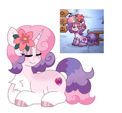 Size: 3091x2854 | Tagged: safe, artist:crazysketch101, derpibooru import, sweetie belle, pony, unicorn, g4, chest fluff, cute, diasweetes, eyes closed, female, flower, flower in hair, horn, older, older sweetie belle, simple background, smiling, solo, transparent background