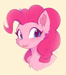 Size: 1429x1624 | Tagged: safe, artist:lerk, derpibooru import, pinkie pie, earth pony, pony, g4, :p, bust, cheek fluff, chest fluff, cute, diapinkes, ear fluff, ears, female, looking at you, mare, ponk, portrait, smiling, smiling at you, solo, tongue, tongue out