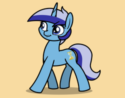 Size: 2048x1606 | Tagged: safe, artist:ewoudcponies, derpibooru import, minuette, pony, unicorn, g4, female, horn, mare, simple background, smiling, solo, walking, yellow background