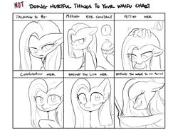 Size: 2048x1536 | Tagged: safe, artist:moppyshine, derpibooru import, pinkie pie, earth pony, pony, g4, angry, crying, cupcake, eye clipping through hair, eyes closed, food, looking at you, looking away, love, meme, petting, pinkamena diane pie, smiling, teary eyes, tongue, tongue out, waifu