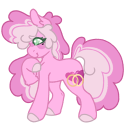 Size: 1000x1000 | Tagged: safe, artist:kazmuun, derpibooru import, oc, oc only, oc:always and forever, earth pony, pony, bangs, beauty mark, blushing, chest fluff, chibi, colored, colored eyebrows, colored eyelashes, colored hooves, colored lineart, commission, curly hair, curly mane, curly tail, earth pony oc, eye clipping through hair, eyebrows, eyebrows visible through hair, eyelashes, female, female oc, flat colors, green eyelashes, green eyes, heart, heart eyes, heart mark, hoof on chest, hooves, mare, mare oc, pink, pink coat, pink hooves, pink mane, pink tail, profile, signature, simple background, smiling, solo, standing, standing on three hooves, tail, transparent background, two toned mane, two toned tail, white pupils, wingding eyes