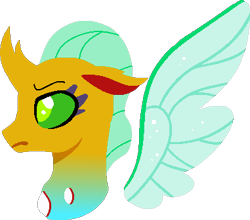 Size: 381x336 | Tagged: safe, artist:alejandrogmj, artist:wasisi, derpibooru import, oc, oc only, oc:erreakzi, changedling, changeling, base used, bust, changedling oc, changeling oc, female, portrait, simple background, solo, transparent background